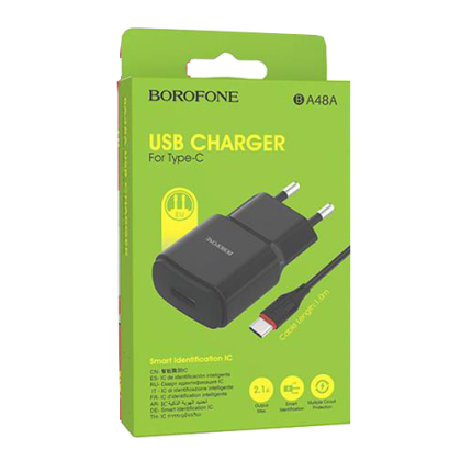 borofone-ba48a-cargador-21a-con-cable-usb-c-negro